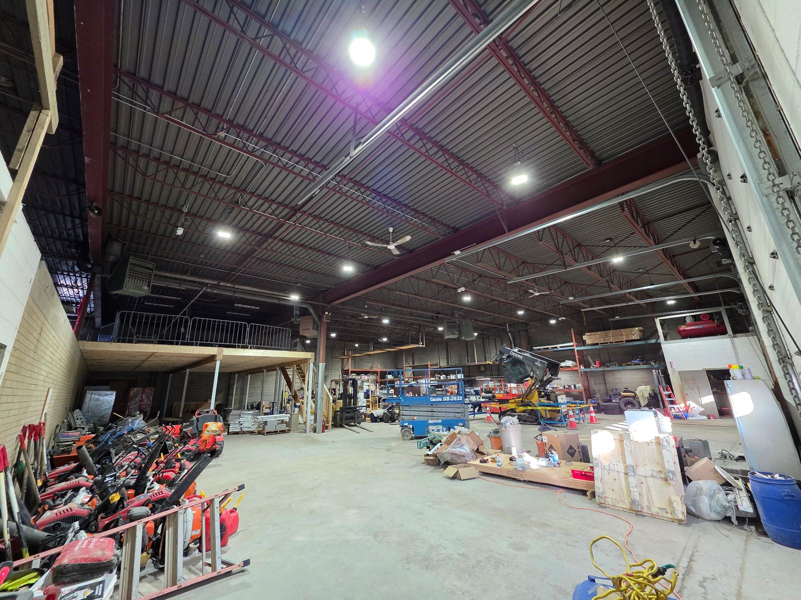 Wide view of LED lighting installed across the commercial facility