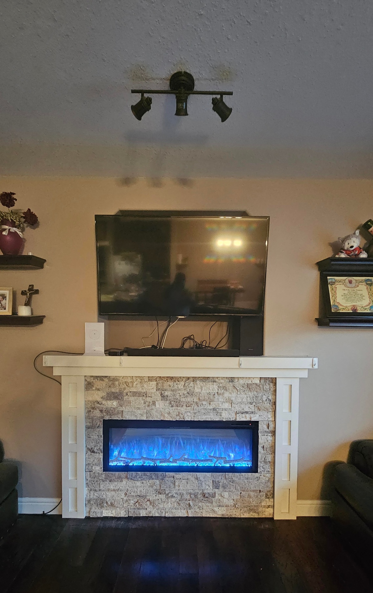 Electric fireplace after conversion